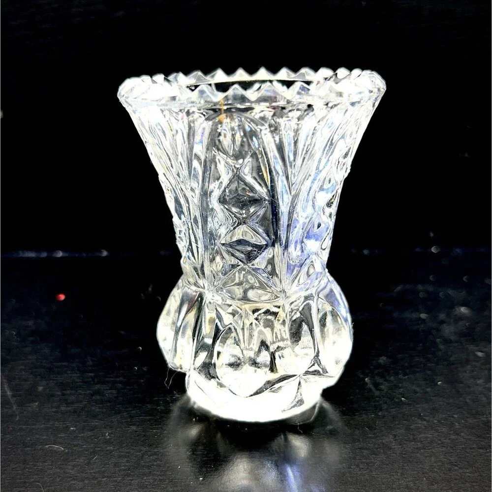 Kristal Zajecar 24% Lead Crystal Diamond Cut 4” Bud Vase- Yugoslavia-Vintage